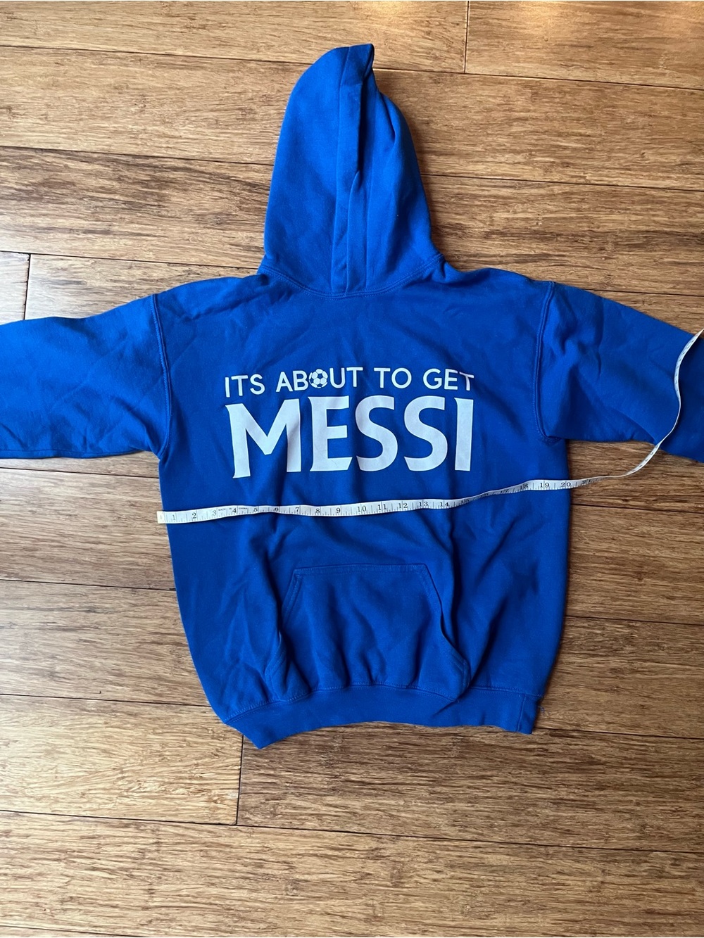Kids Blue 'It's About to Get Messi' Hooded Sweatshirt (Youth Large)